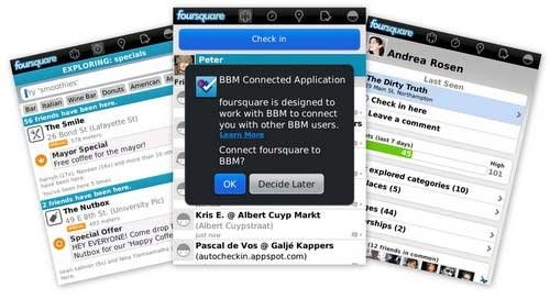 <b>foursquare v5.5 for blackberry os7.0 apps</b>