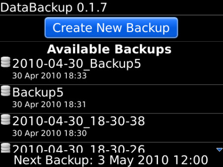 <b>Data Backup 0.1.13 for blackberry apps</b>