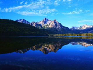 Snow lake reflection