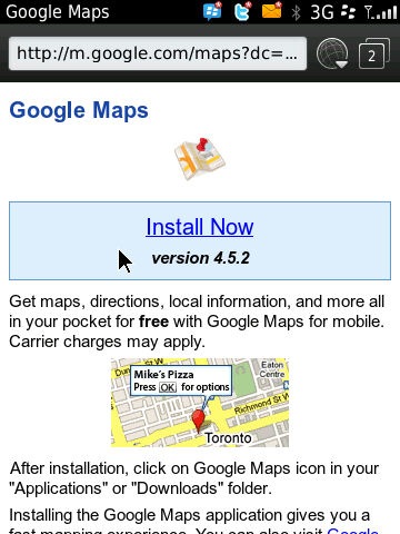 Google Maps v4.5.2 for BlackBerry Google has quietly updated Google Maps for 