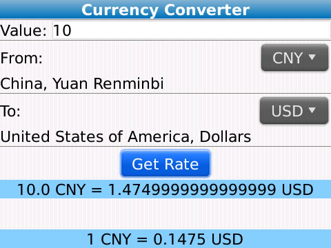 Real Time Currency Converter blackberry apps