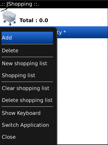 JShoppingList v1.0