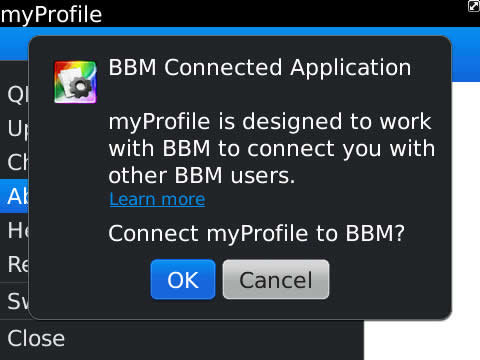 myProfile v0.5 apps for blackberry