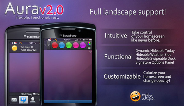 <b>Aura v2.0 for blackberry 95xx storm themes</b>