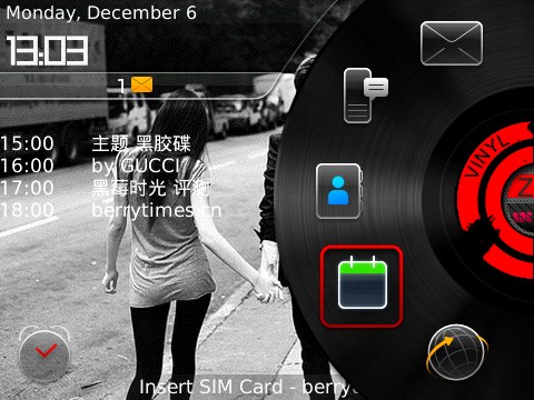 VINYL Red os6 icon for blackberry bold 9000 theme