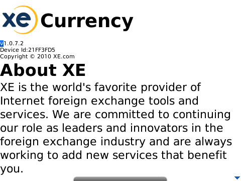 XE Currency v1.0.7.2 For Blackberry Devices