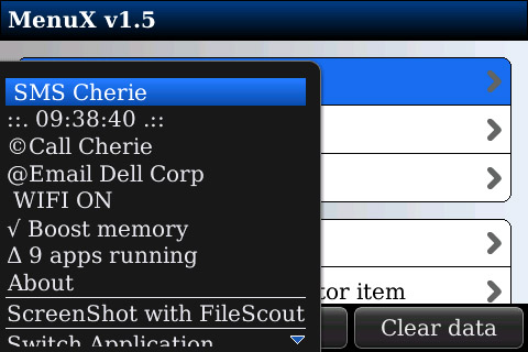 MenuX v1.5 for BlackBerry apps