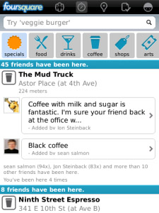 FourSquare v5.2.2 for Blackberry OS6.0 apps