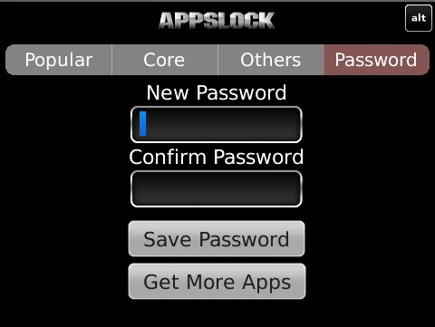 AppsLock 2.0 for BB OS5.0+ applications