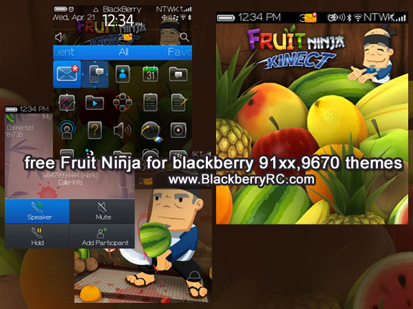 Fruit Ninja for blackberry 91xx,9670 themes os6.0