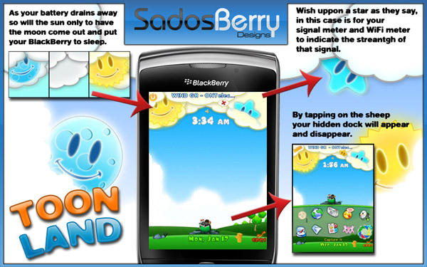 free ToonLand for blackberry torch themes