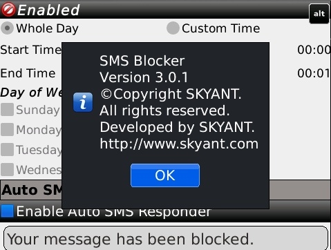 SMS Blocker v3.0.1 for blackbery os5.0+ apps