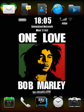 FREE OneLove Bob Marley for blackberry 9800 themes