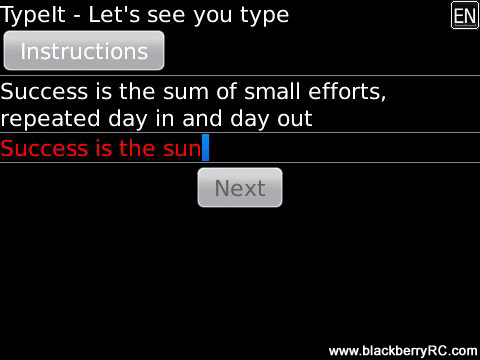 TypeIt v1.0.0 for blackberry applications