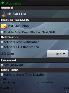Text Blocker v1.0.0 for blackberry storm apps