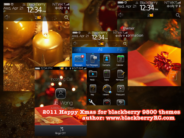 2011 Happy Xmas for blackberry 9800 themes free download