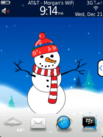 Free dress your Snowman for blackberry torch 9800 Theme