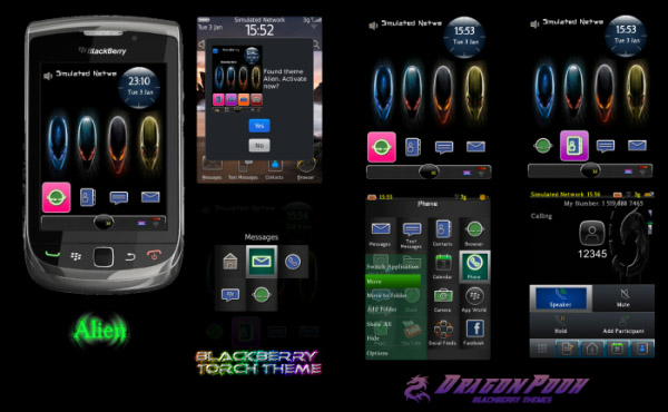 Alien P9981 icons theme for blackberry torch 9800