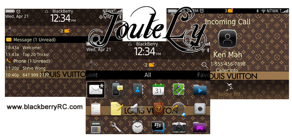 Gold Louis Vuitton os7 icons for blackberry 9700 