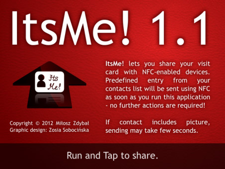<b>ItsMe! 1.1 - share your contact info with NFC</b>