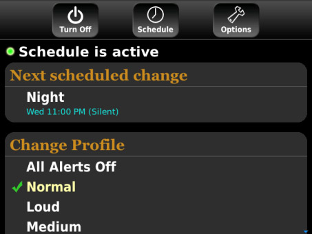 Profile Scheduler v1.4 for blackberry os7.0+ apps