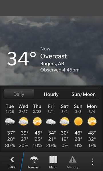 <b>BeWeather 10 v1.0.56 for blackberry 10 apps</b>