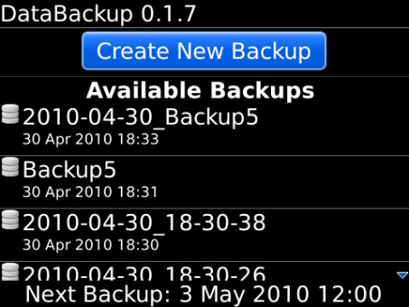 Data Backup 0.1.13 for blackberry apps