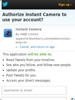 <b>Camera for Twitter now compatible with BlackBerry</b>