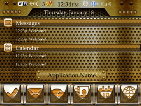 <b>Gold Theme for BlackBerry Curve 9350, 9360, 9370 </b>