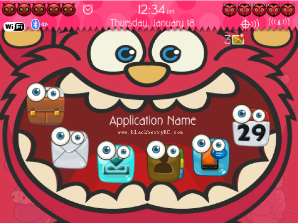 <b>Cute Mouth Monster 99xx bold Blackberry Theme</b>