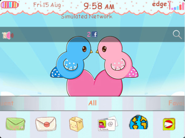 <b>In love - Cute Little birds blackberry theme</b>