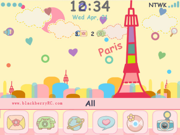 free Cute Doodle Paris blackberry themes